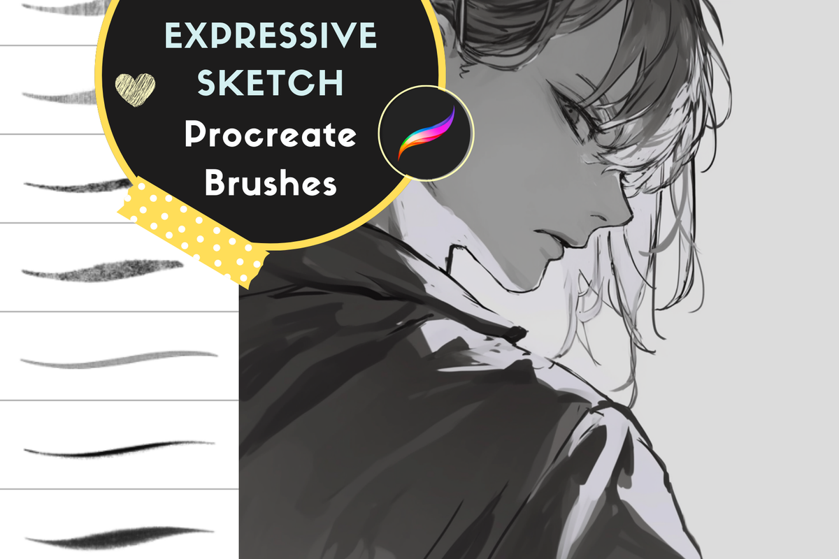 Procreate Brushes: Dynamical Sketch Mastery, 21 Perfect Brushes for Anime, Doodles, Linework, and Creative Sketching