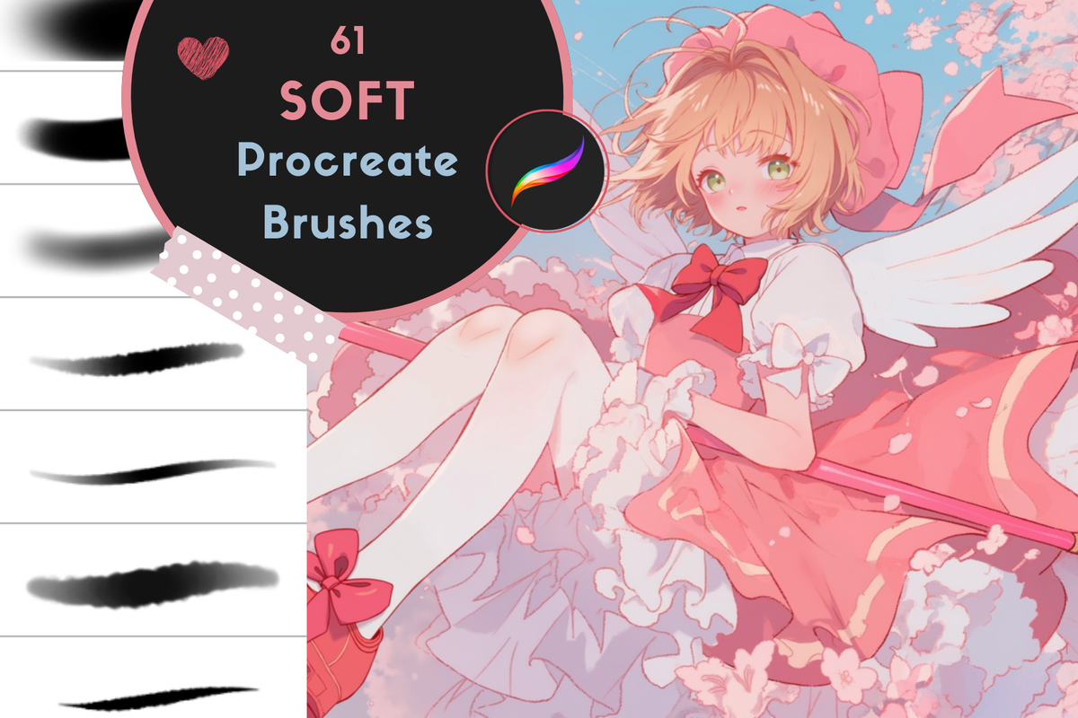 Soft Aesthetic Brush Pack: 61 Brushes for Dreamy Art with Soft Sketch, Lineart, Airbrush, Texture, and Coloring