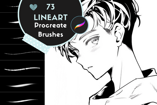 Procreate Brushes: Inky Line Art Pack, 73 Brushes for Anime, Manga, and Inktober, Smooth Lines, Bold Strokes, and Fine Details