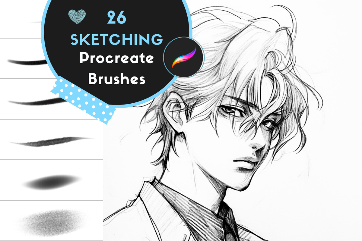 Procreate Brushes: Realistic Sketch Essentials, 26 High-Quality Pencil Texture Brushes for Anime, Still Life, Portraits, and More