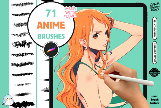 Procreate Brushes: Anime Brush Bonanza, 71 Brushes for Sketching, Lineart, Coloring, Nature, and More