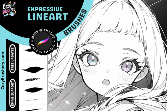 Procreate Anime Manga Lineart Brushes for Head and Body, Inktober, Cartoon, sketching - Procreate Ink Brushes Portrait and Fullbody