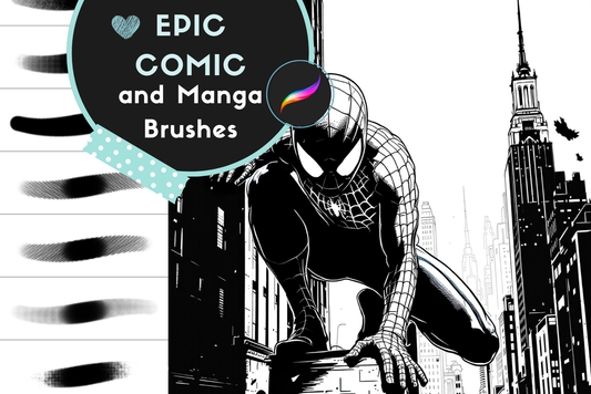 Procreate Brushes: Comic Creator, Brushes for Inking, Sketching, Halftones, Hatching, and Comic Effects