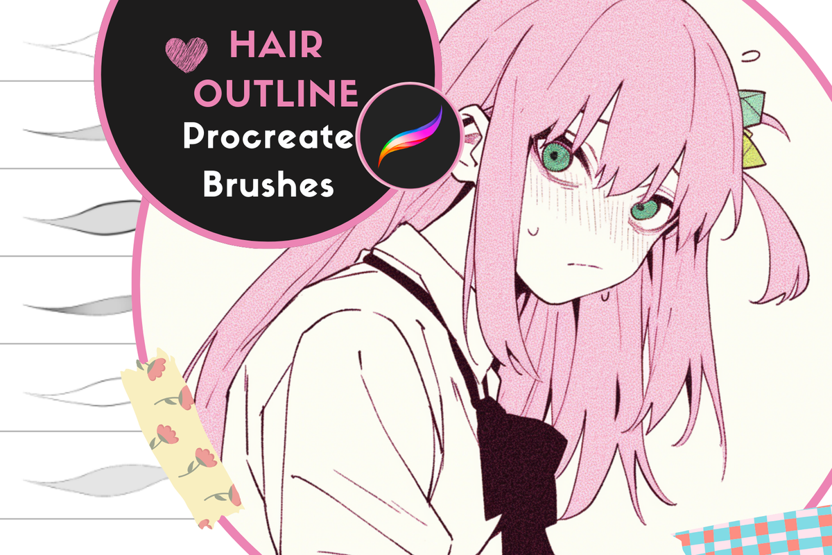 Procreate Brushes: Hair Outline Express, 12 Instant Brushes for Anime, Manga, and Comic Hair Art