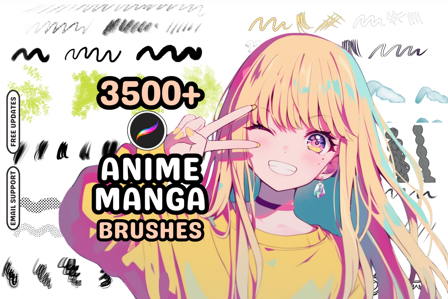 Procreate Brushes: Ultimate Anime and Manga Collection, 3500+ Brushes for Nature, Anatomy, Hair, Chibi, Textures, and Effects