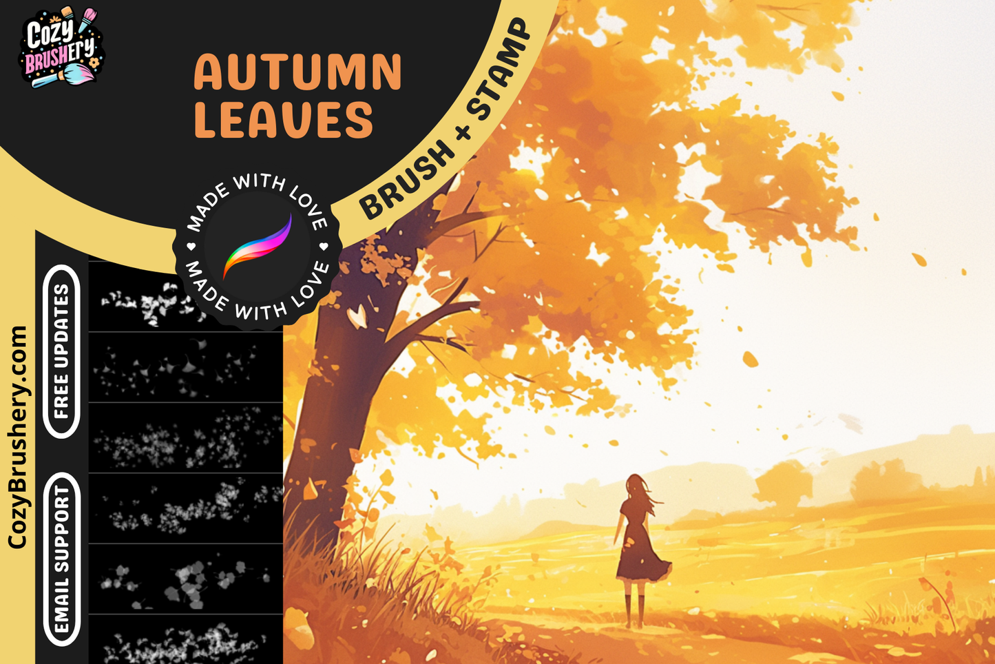 Procreate Brushes: Autumn Leaves Extravaganza, Vibrant Brushes and Stamps for Fall Scenery Creation