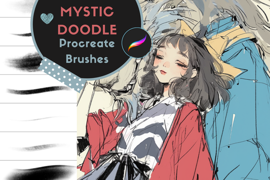 Procreate Brushes: Mystic Pencil Doodle Pack, 18 Pen Brushes for Sketching, Shading, Comic Art, and Textured Effects