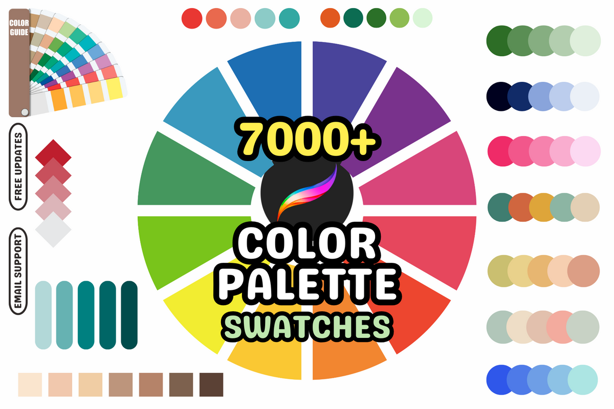 Procreate Swatches: 250+ Color Palette Bundle, 7000+ Colors for Anime, Manga, Moodboards, Realistic, and Traditional Art Styles