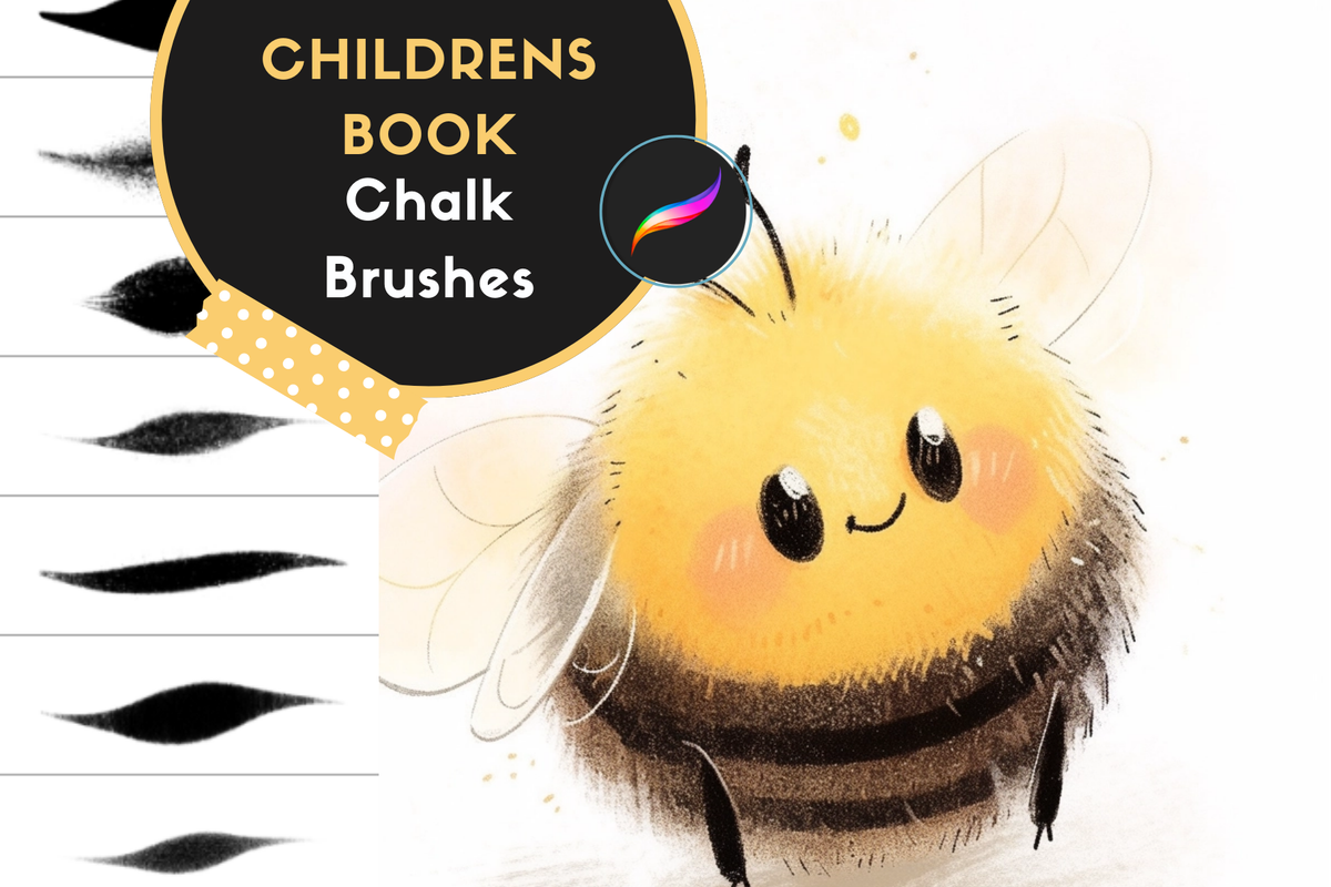 Procreate Brushes: Whimsical Chalk Set, 16 Brushes for Children's Book Art and Illustrations