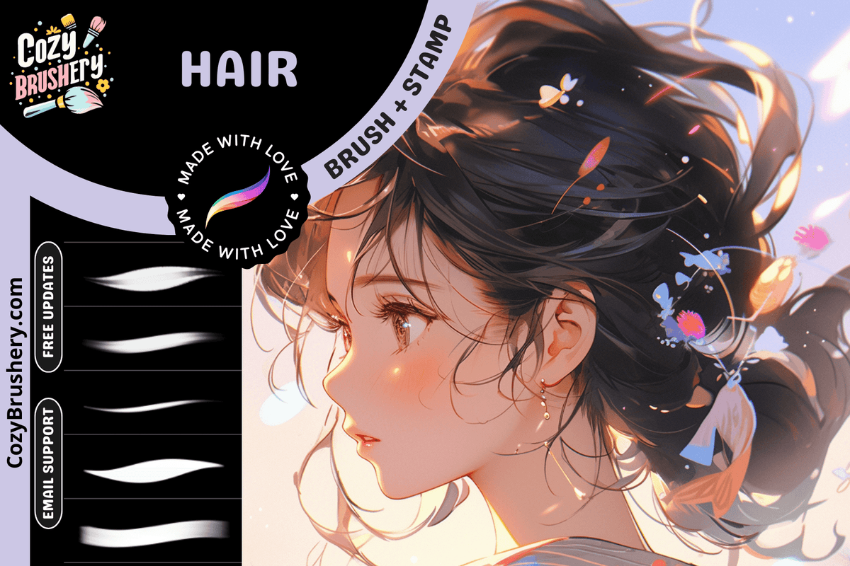26 Free Procreate Brushes for Stunning Hair and Highlights - Cozy Brushery