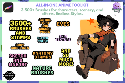 Ultimatives Anime- und Manga-Paket · Über 3500 Procreate-Pinsel