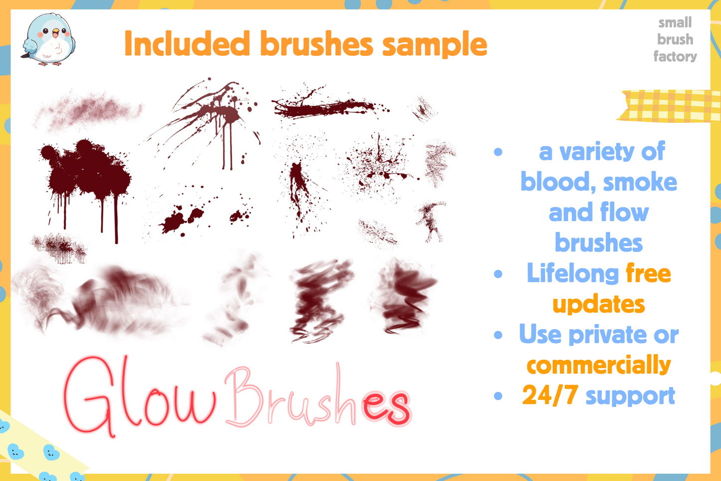 Procreate Brushes: Grunge Horror Arsenal, 49 Brushes with Smoke, Blood, Glow, and Scary Effects