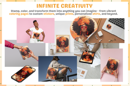 Procreate Stamps: Afro Woman Magic, 200+ Exquisite Stamps for Empowering and Diverse Art Creations, Hair and Portrait Details