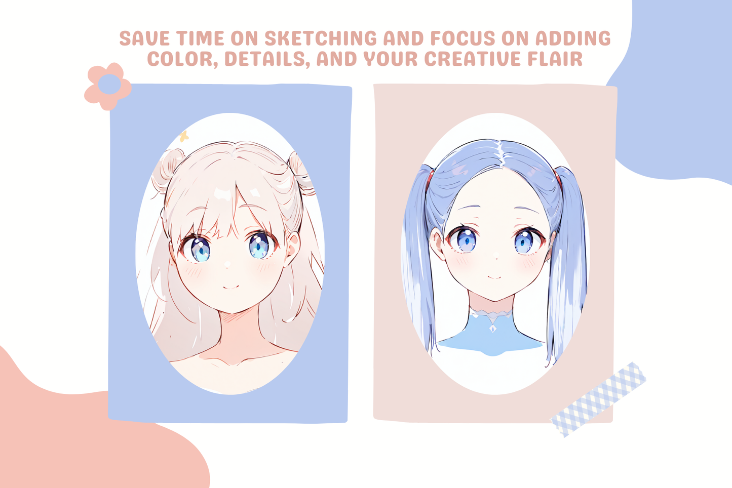 Procreate Stamps: Anime Girl Hair Heaven, 45 Stamps for Color Practice and Quick Art