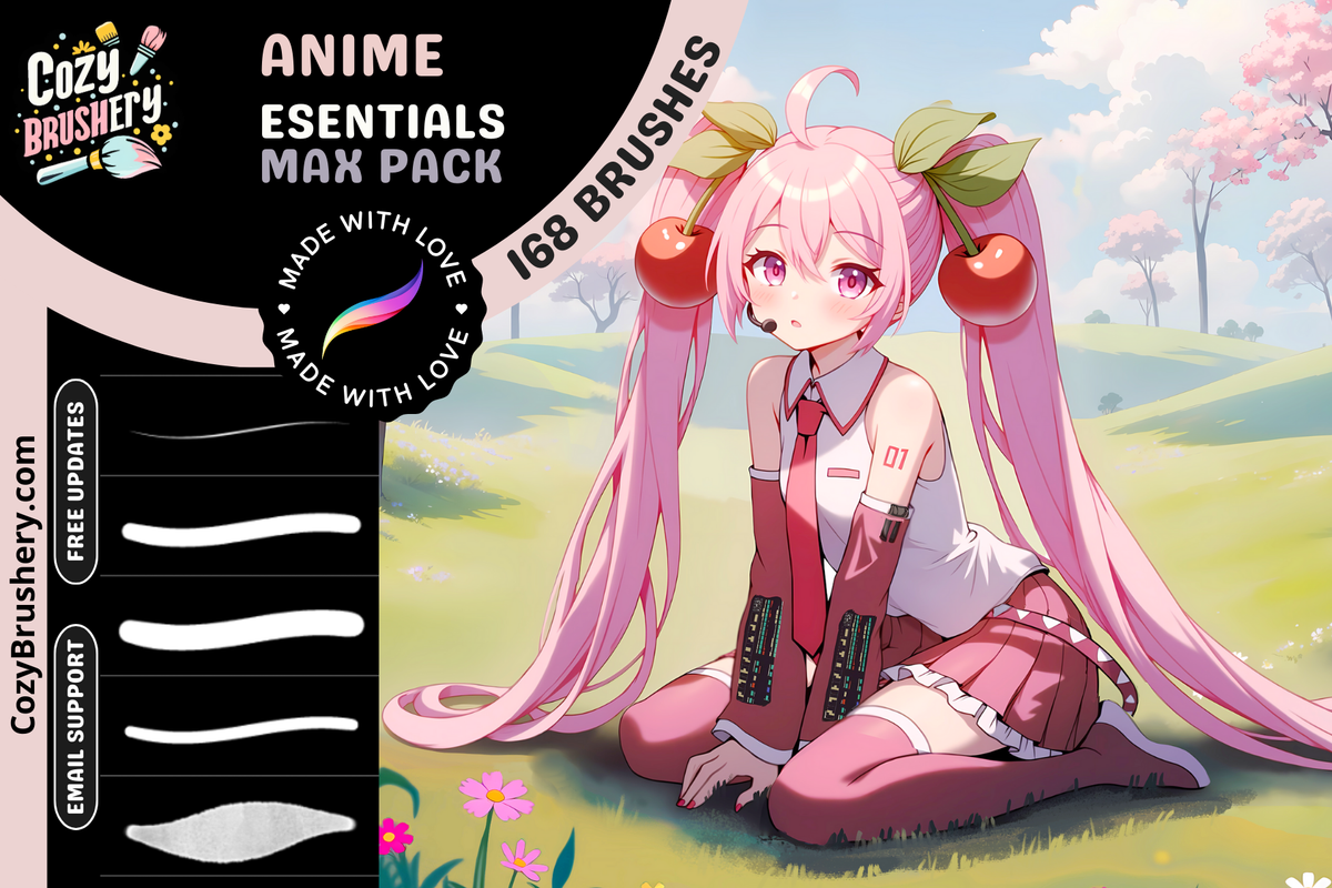 Anime Max Pack – Ultimative Procreate-Pinsel, 168 vielseitige Pinsel für alle Kunststile, perfekt für Charakter und Hintergrund, Haare, Porträt