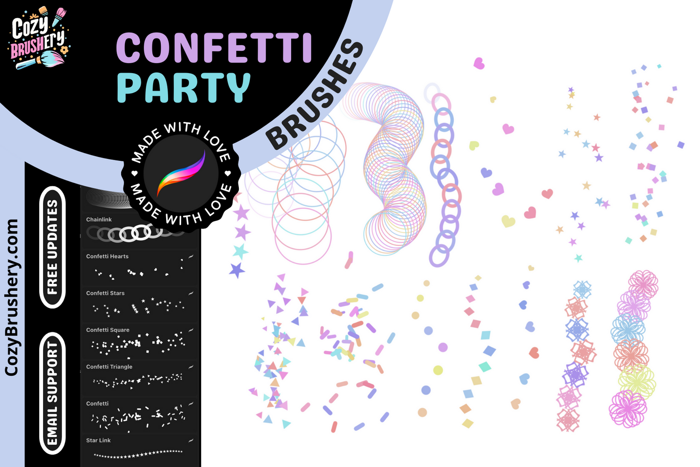 FREE Procreate Brushes for Party Confetti Celebration