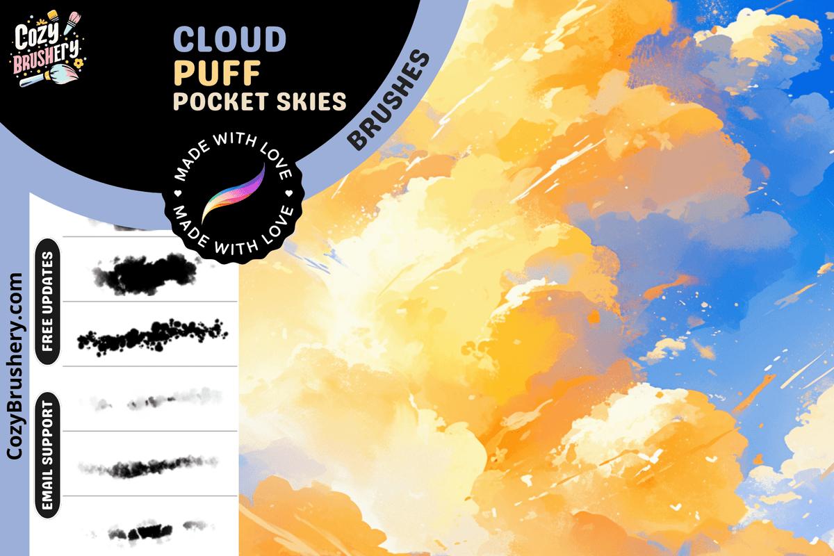 Procreate Cloud Brushes: 9 Soft & Bold Sky Textures for Dreamy Skies - Cozy Brushery