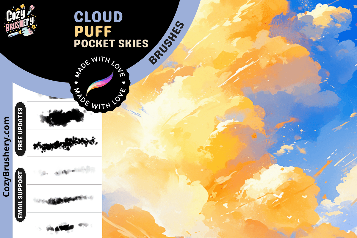 Procreate Cloud Brushes: 9 Soft & Bold Sky Textures for Dreamy Skies ...