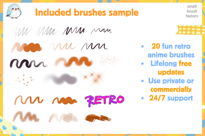 Retro Anime Brushes for Procreate 20 Vintage Brushes - Cozy Brushery