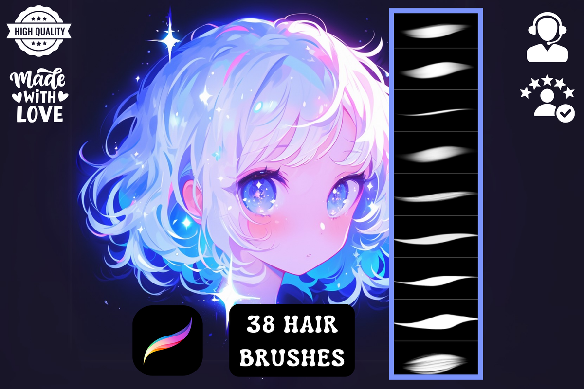 Procreate Brushes: Hair Mastery Pack, Versatile Brushes for Any Art Style, Realistic and Stylized Hair Effects