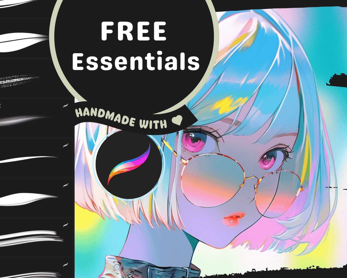 FREE Procreate Anime Illustration Essentials, Inking, lineart, Painting, Hair, Watercolor - Cozy Brushery
