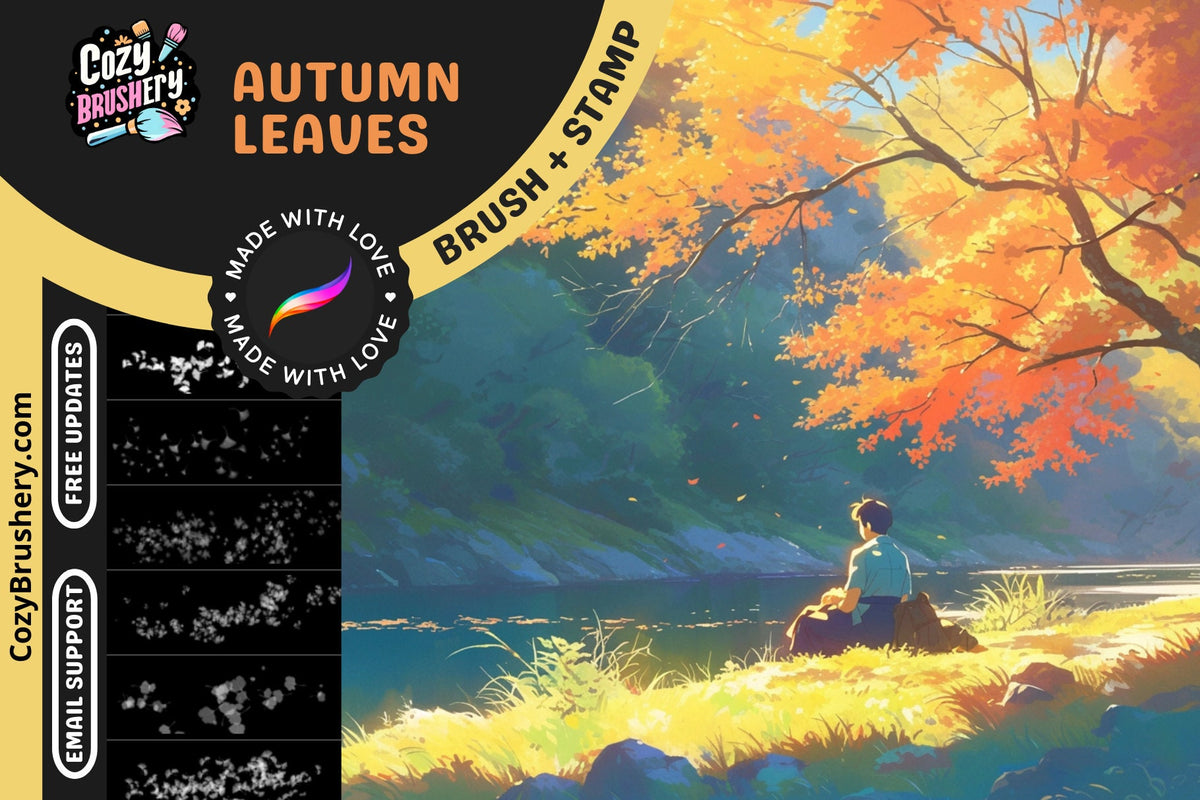 Procreate Brushes: Autumn Leaves Extravaganza, Vibrant Brushes and Stamps for Fall Scenery Creation