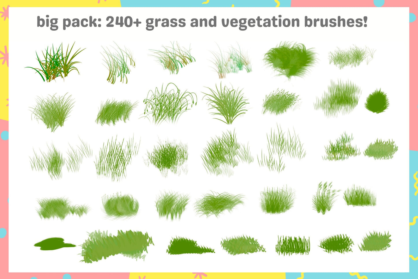 Procreate Brushes and Stamps: Verdant Paradise, 240+ Lush Grass and Vegetation Brushes for Dynamic Nature Art, Ghibli and Makoto Shinkai