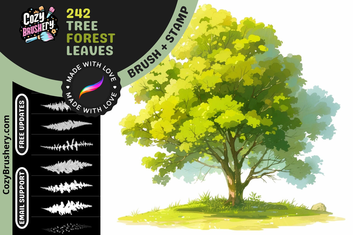 Procreate Brushes: Forest Whisper, Tree Silhouettes, Pine Trees & Easy Tree Brushes, Ultimate Forest Stamps Pack with extra Tree Brushes