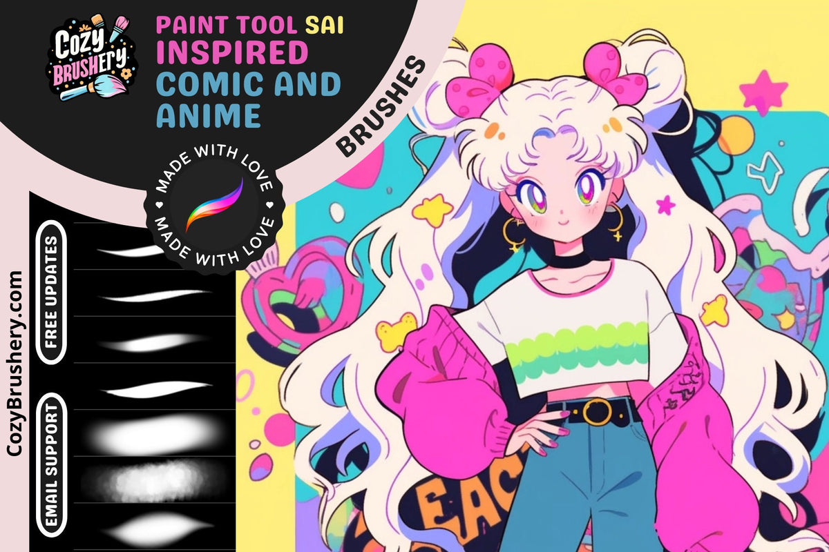 Procreate Brushes: SAI-Inspired Anime Marker Magic, 70 Dynamic Comic Brushes for Manga and Illustration