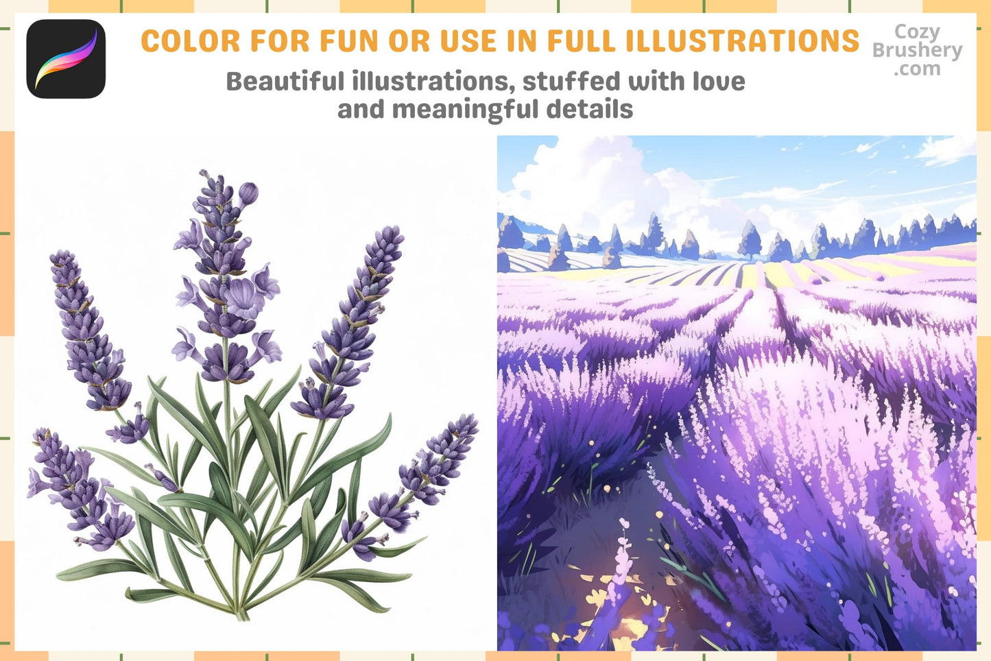 200+ Procreate Lavender Stamps, Serene Lavender Brushes For Peaceful Digital Art, Instant Download