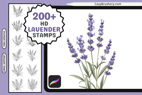 200+ Procreate Lavender Stamps, Serene Lavender Brushes For Peaceful Digital Art, Instant Download