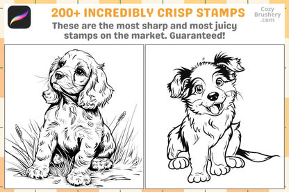 Procreate Stamps: Puppy Love Pack, 200+ Small Dog Puppy Stamps for Cute Animal Designs, Procreate Stamps