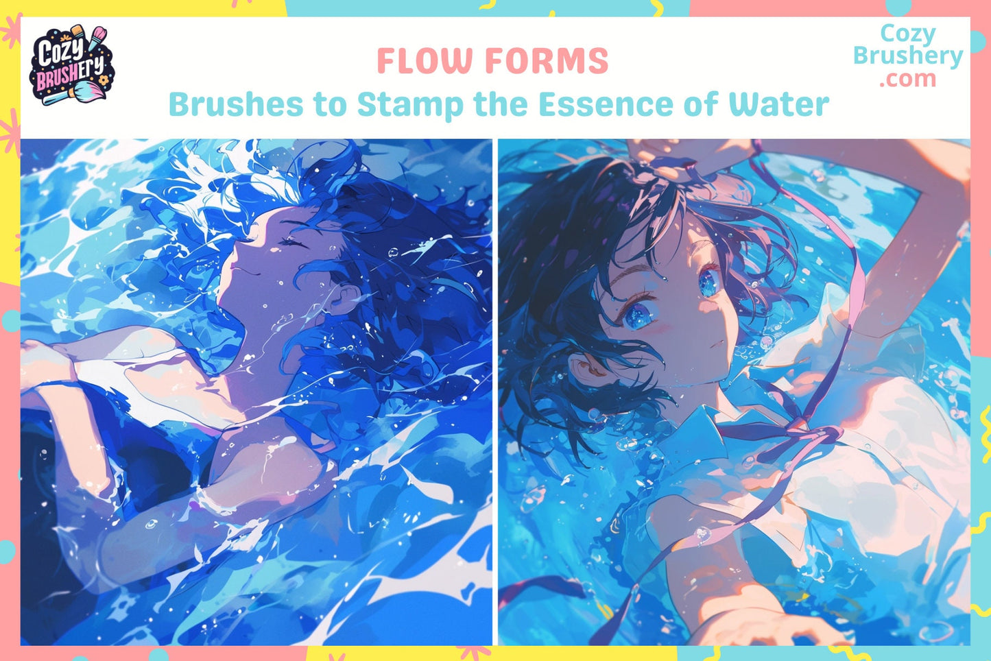 Procreate Water Brushes and Stamps: Water Ripple Brushes for Serene Scenes and Reflections, for anime, manga and realistic style