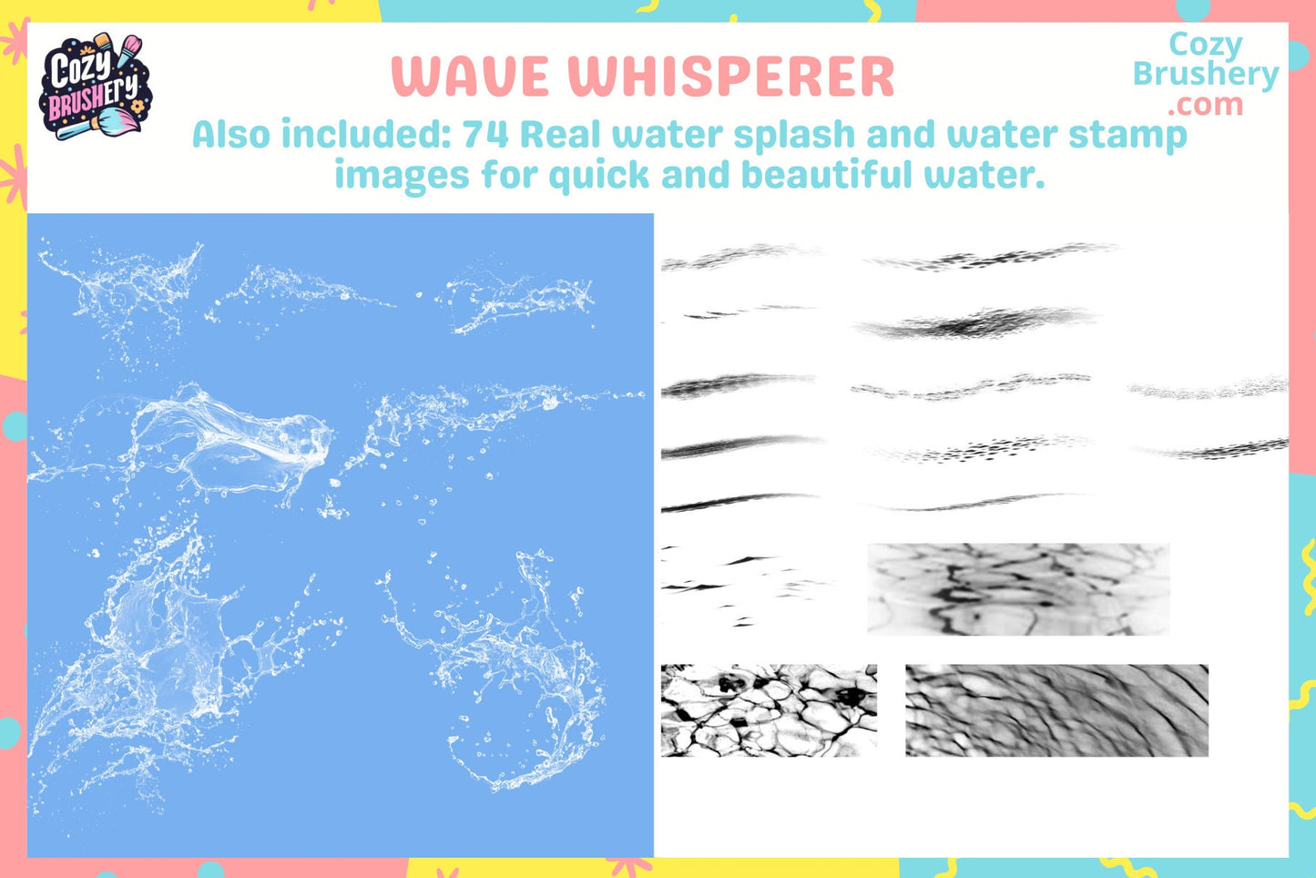 Procreate Water Brushes and Stamps: Water Ripple Brushes for Serene Scenes and Reflections, for anime, manga and realistic style