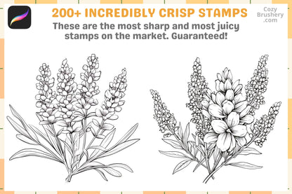 200+ Procreate Lavender Stamps, Serene Lavender Brushes For Peaceful Digital Art, Instant Download