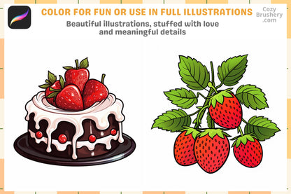 Procreate Brushes: Strawberry Fields Pack, 200+ Fruit Stamps for Fresh Designs, Procreate Stamps