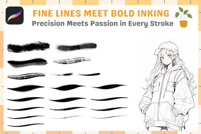 Procreate Brushes: Bold Ink and Lineart Legend, 40 Precision Brushes for Anime, Manga, and Comics