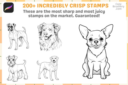 Procreate Stamps: Canine Collection, 200+ Dog Stamps with Various Breeds for Animal Illustrations, Procreate Stamps