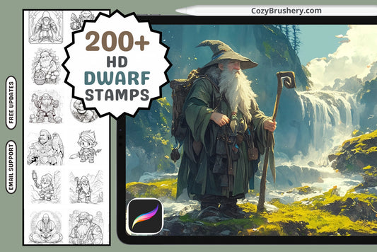 Procreate Stamps: Dwarven Delve Pack, 200+ Stamps of Dwarves for Fantasy Art and Storytelling