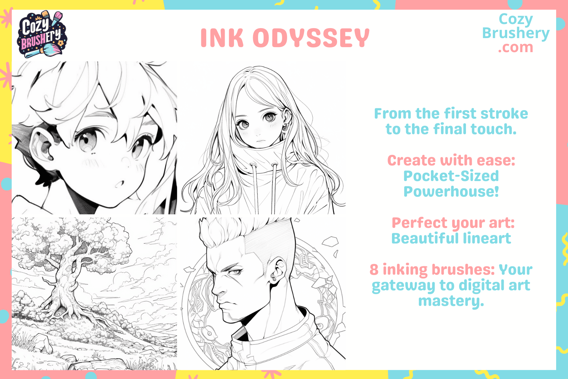 Procreate LineArt Legends: 8 Free Precise Inking Brushes for Flawless Outlines - Cozy Brushery