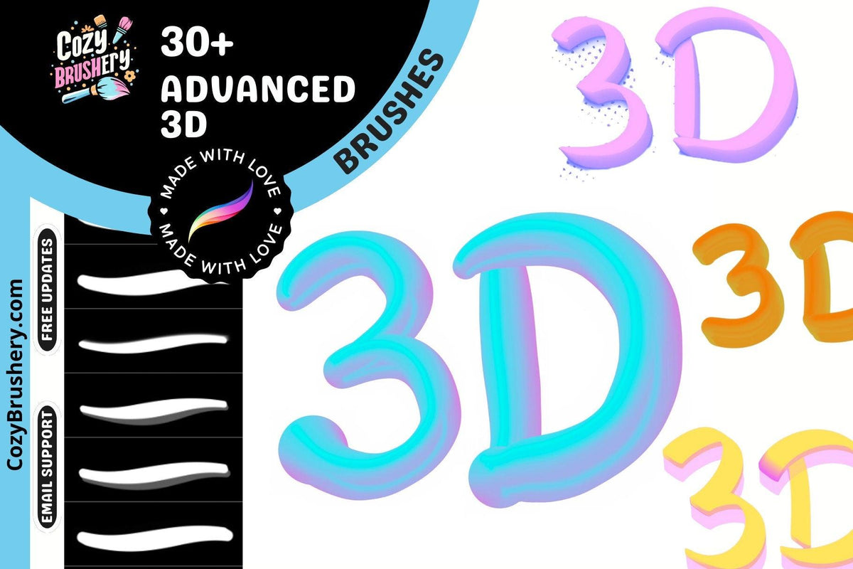 Advanced 3D Lettering Brushes for Procreate - Create Stunning 3D Effects Easily - Cozy Brushery