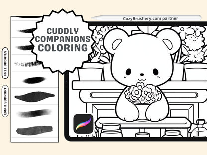 Art with Heart, Coloring Cute Teddy Bears for Gaza Support, Procreate Happy Coloring Pages Magic with extra procreate brushes - Cozy Brushery