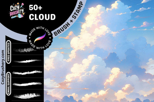 Ultimate Anime & Manga Cloud Brush Pack - 50+ Procreate Brushes for Comics and Realism - Cozy Brushery