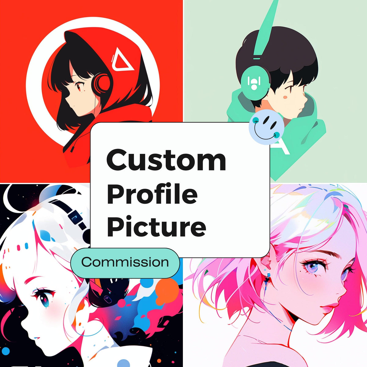 Custom Anime Art - Profile Picture Design Commission - Cozy Brushery